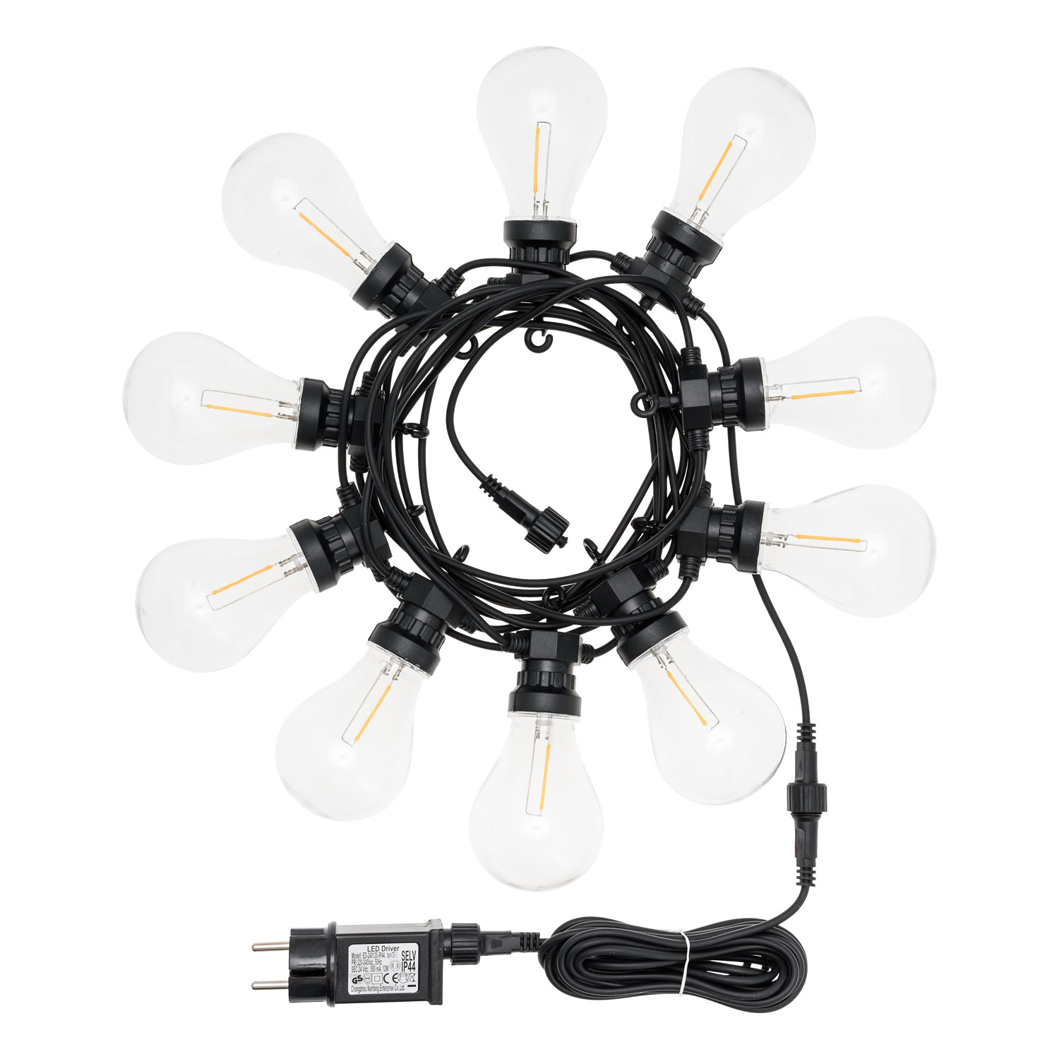 Catena 5,5 metri, 10 lampadine trasparenti con filament led bianco caldo 6 Catena 5,5 metri, 10 lampadine trasparenti con filament led bianco caldo 6