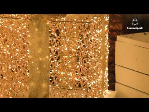 2er-Set leuchtende 3D-Geschenkpakete Rose Gold, Spiraldraht, warmweiße LEDs 2