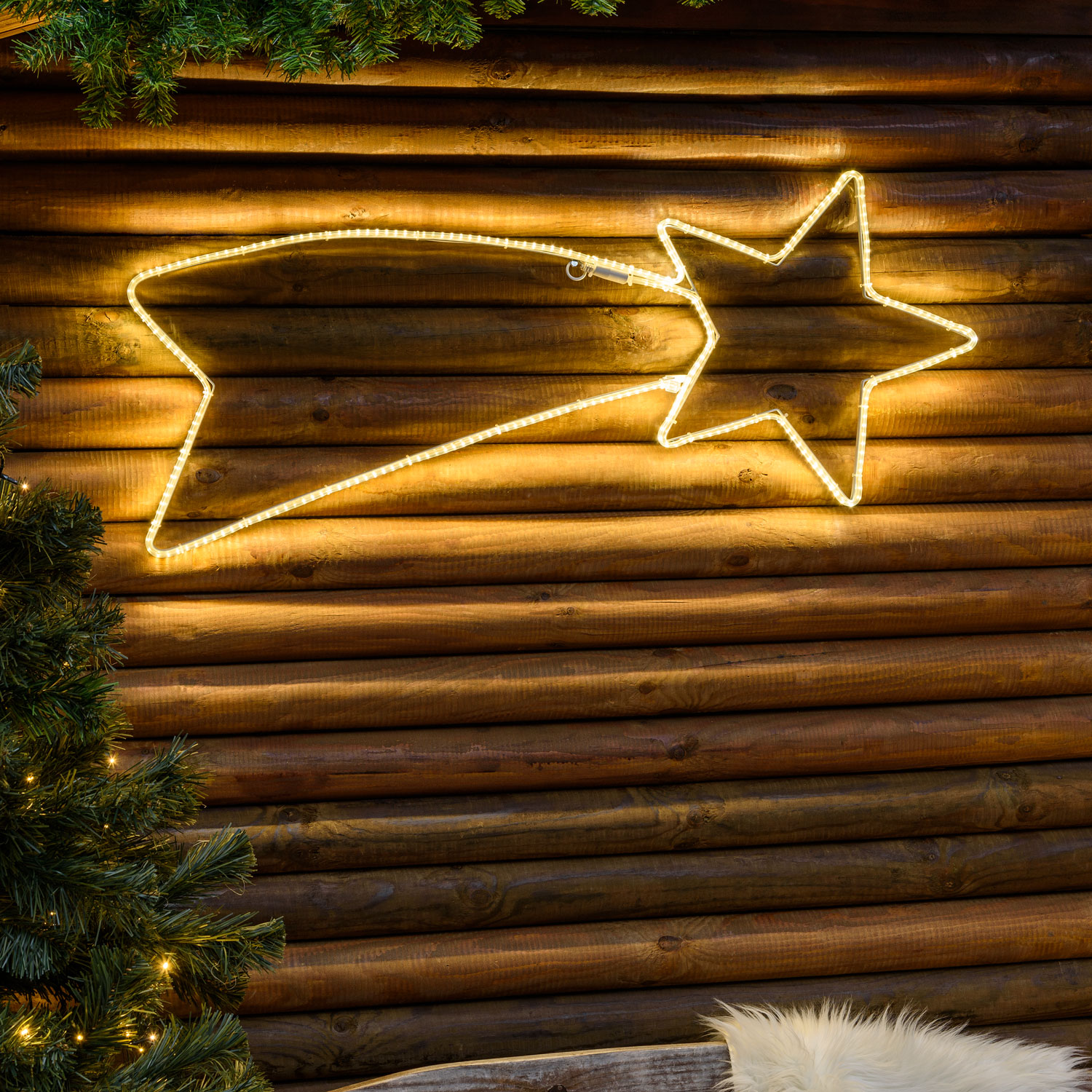 Étoile filante en tube ultra lumineux 100 x 40 cm, led blanc chaud Étoile filante en tube ultra lumineux 100 x 40 cm, led blanc chaud