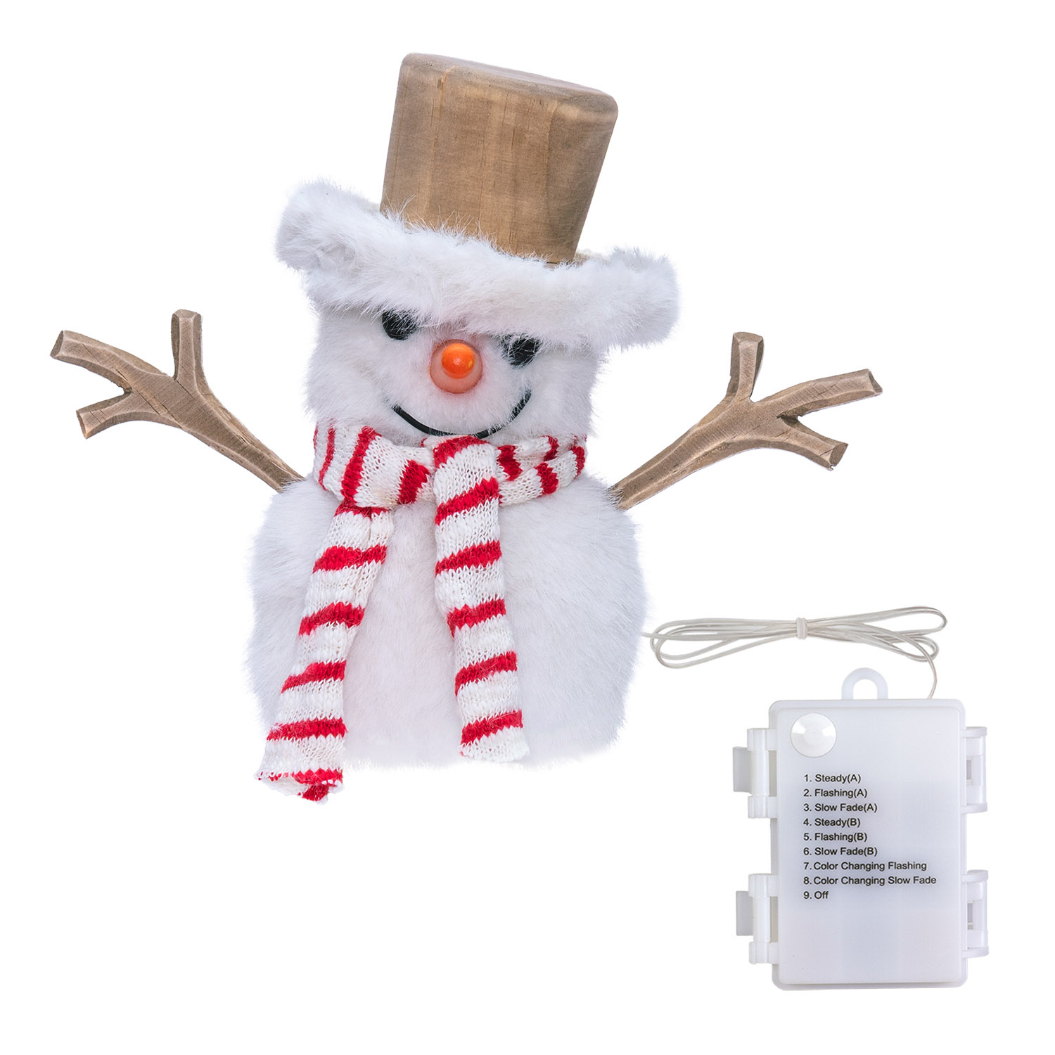 SnowPazzo luminoso 3D in legno a batteria, h 20 cm, Dual Color MicroLED bianco caldo e bianco freddo, uso interno 4