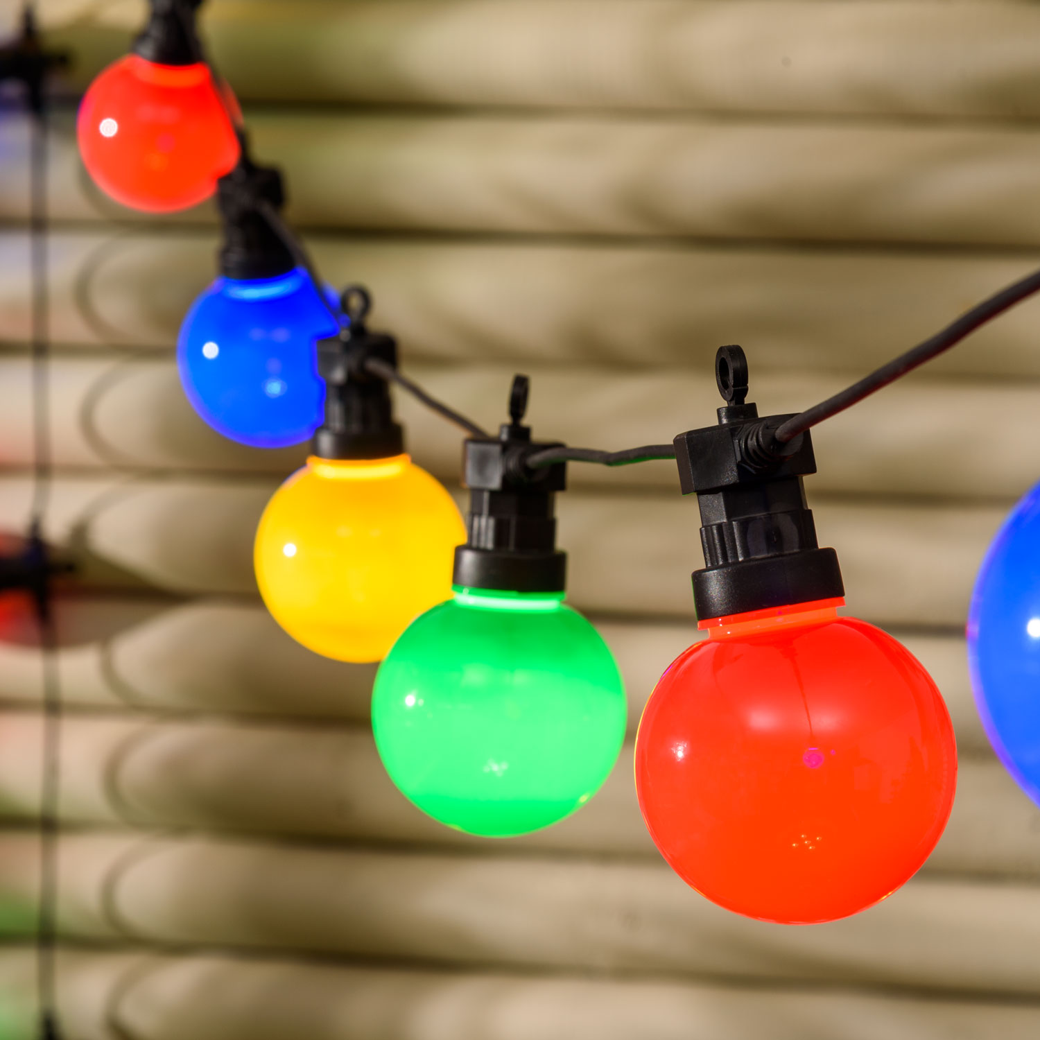 6 m Festoon Lights, 20 Ø 80 mm Coloured Bulbs, Filament LED 7 6 m Festoon Lights, 20 Ø 80 mm Coloured Bulbs, Filament LED 7