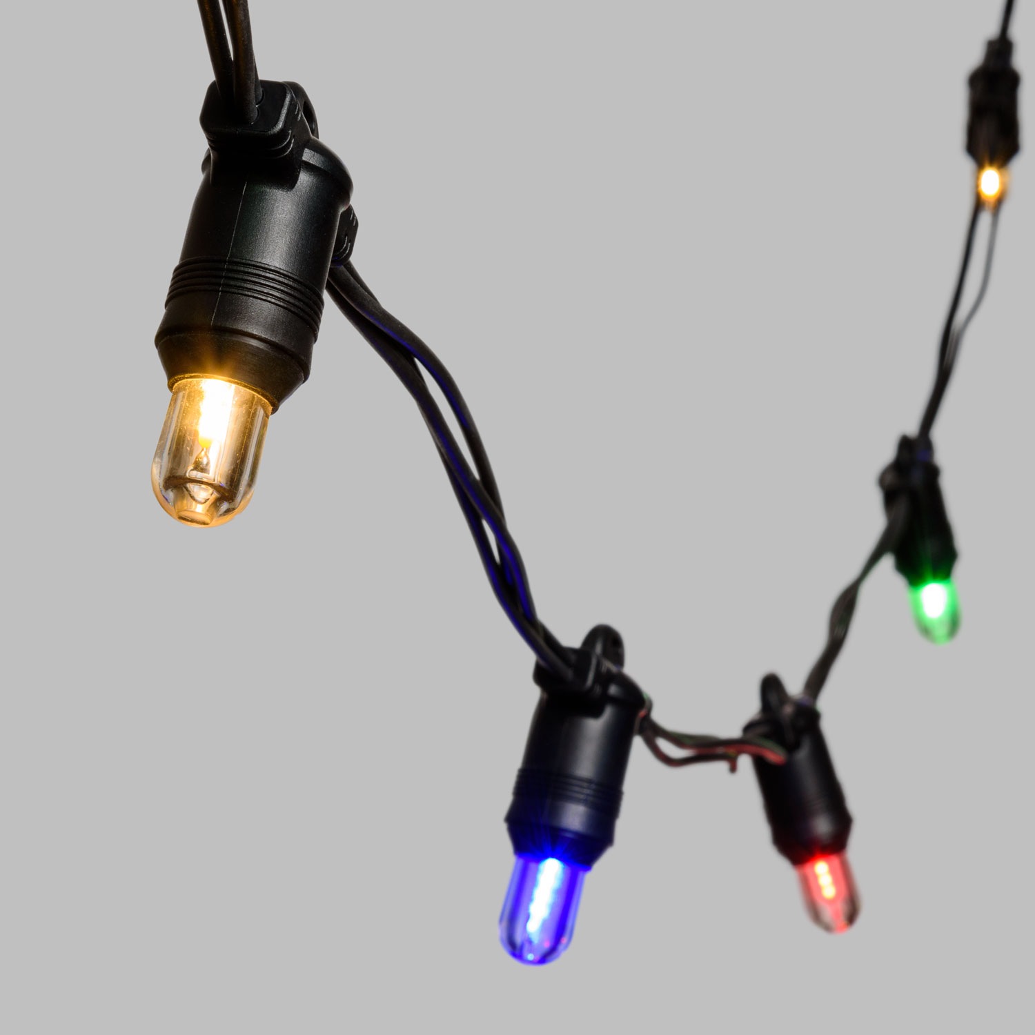 Guirlande 20 ampoules filament LED E14, led multicolor, câble noir 2 Guirlande 20 ampoules filament LED E14, led multicolor, câble noir 2