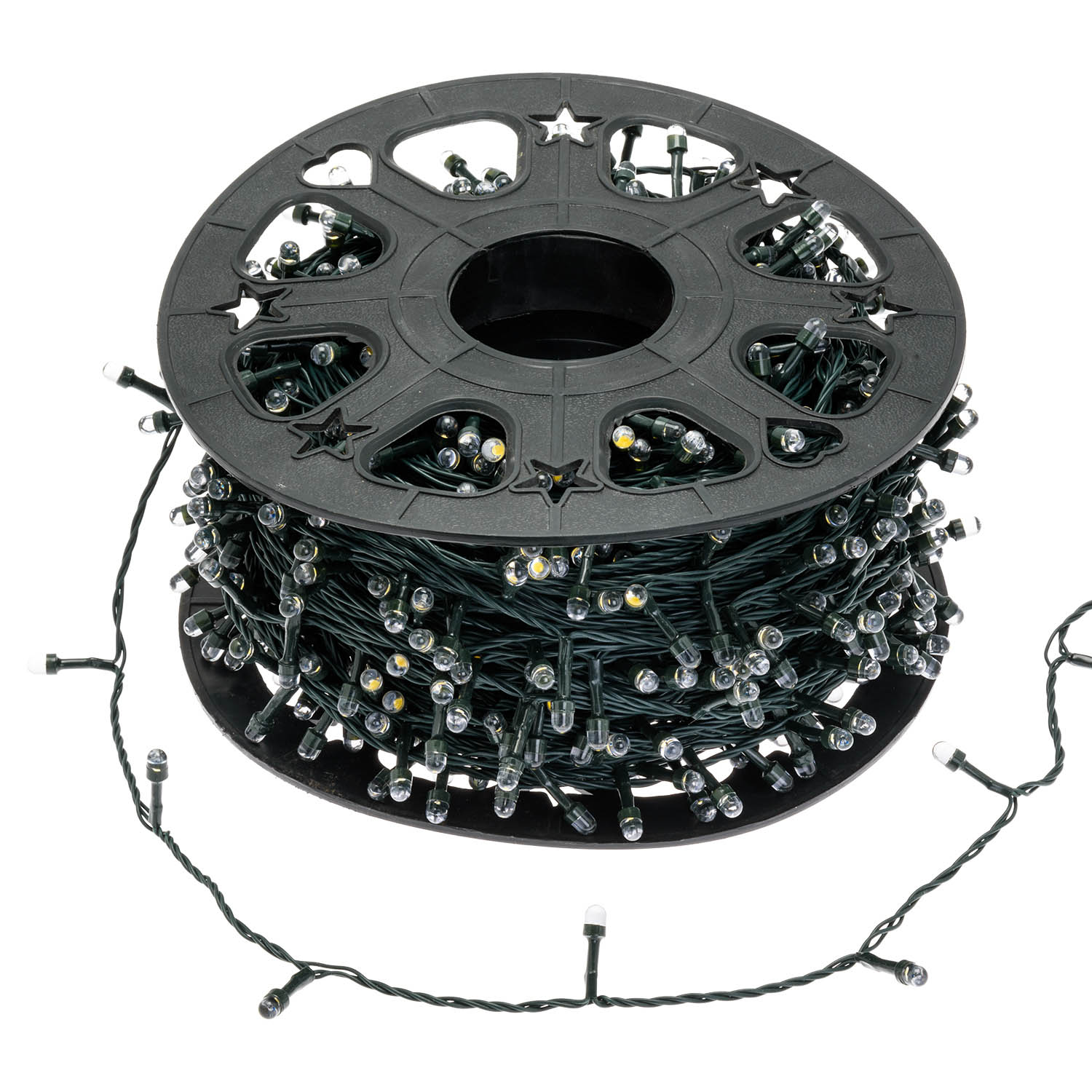 Catena 100 m, 1000 led Convex Ø 8 mm, bianco caldo, cavo verde 2