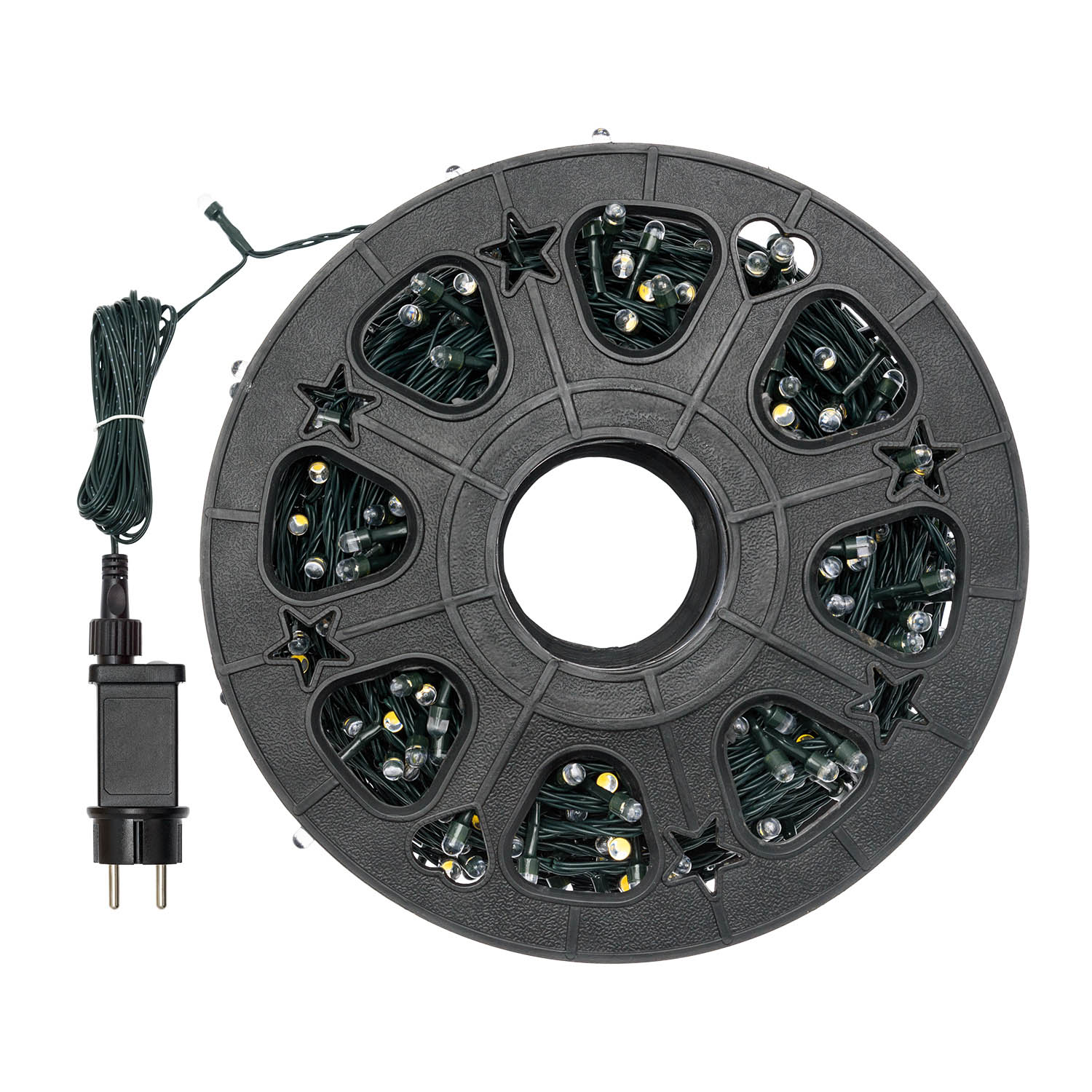 Catena 100 m, 1000 led Convex Ø 8 mm, bianco caldo, cavo verde 4