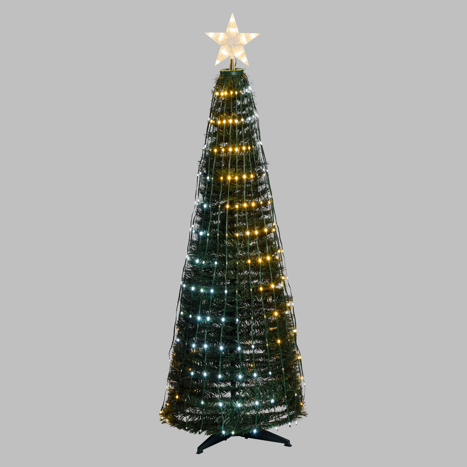 Árbol cónico plegable h 150 cm, Gotas de luz led blanco cálido y blanco frío 10 Árbol cónico plegable h 150 cm, Gotas de luz led blanco cálido y blanco frío 10