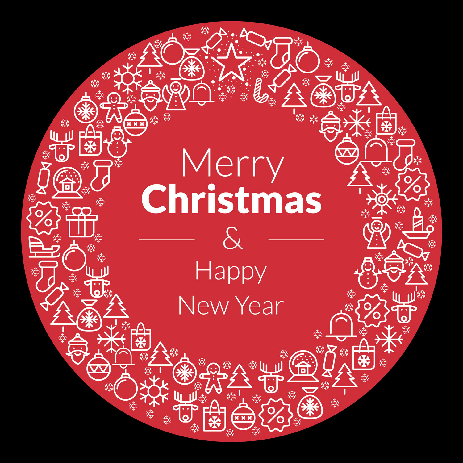 Gobo Corona Merry Christmas and Happy New Year per proiettori professionali, Ø37-23 mm Gobo Corona Merry Christmas and Happy New Year per proiettori professionali, Ø37-23 mm