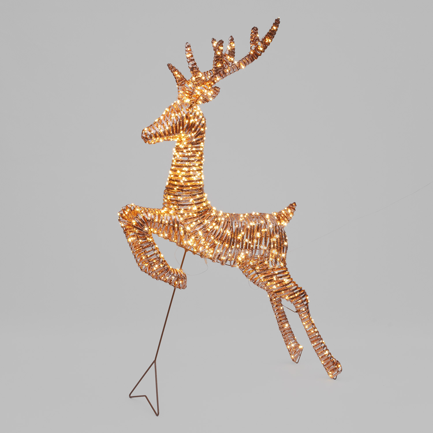 Renna che salta a coste 3D Rose Gold, h 130 cm, 960 microled bianco caldo