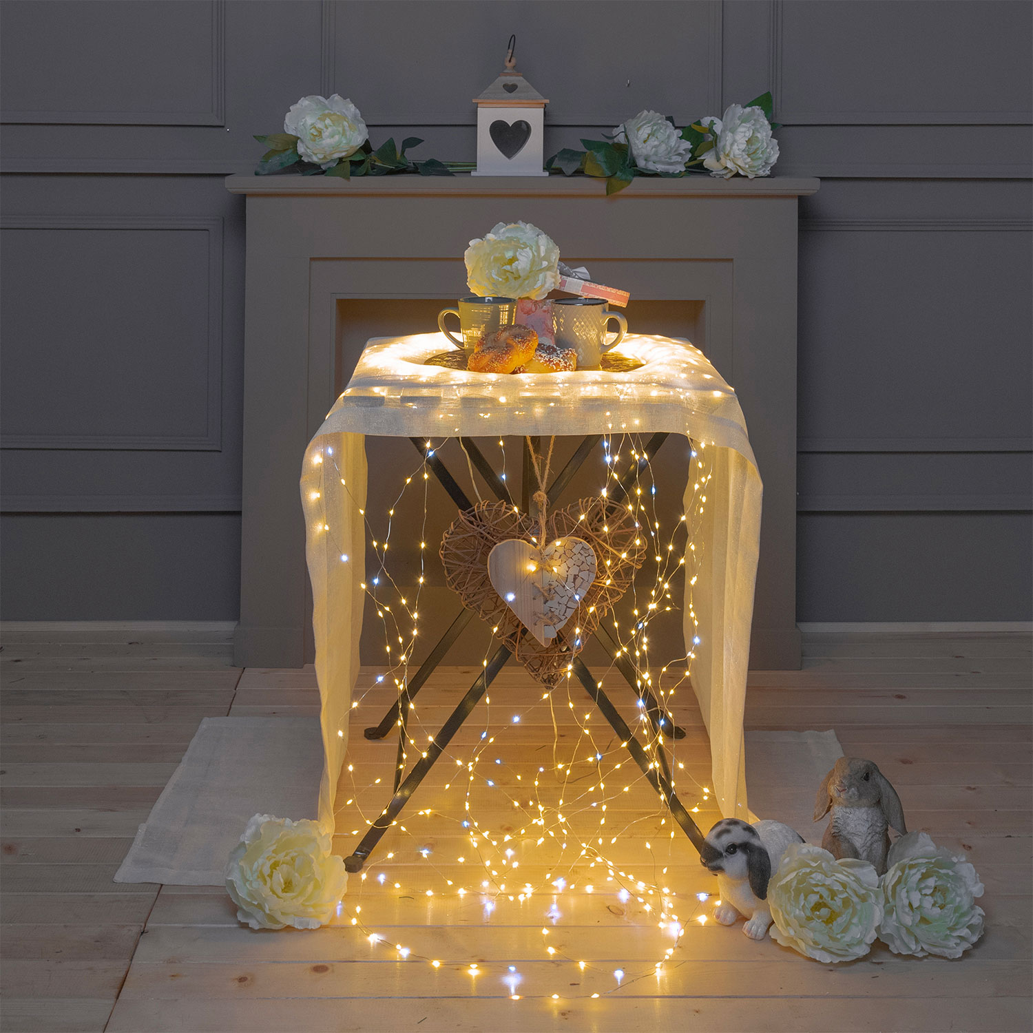 Cascades de lumières 3 m, 900 microled blanc chaud et blanc froid, câble argenté 7 Cascades de lumières 3 m, 900 microled blanc chaud et blanc froid, câble argenté 7