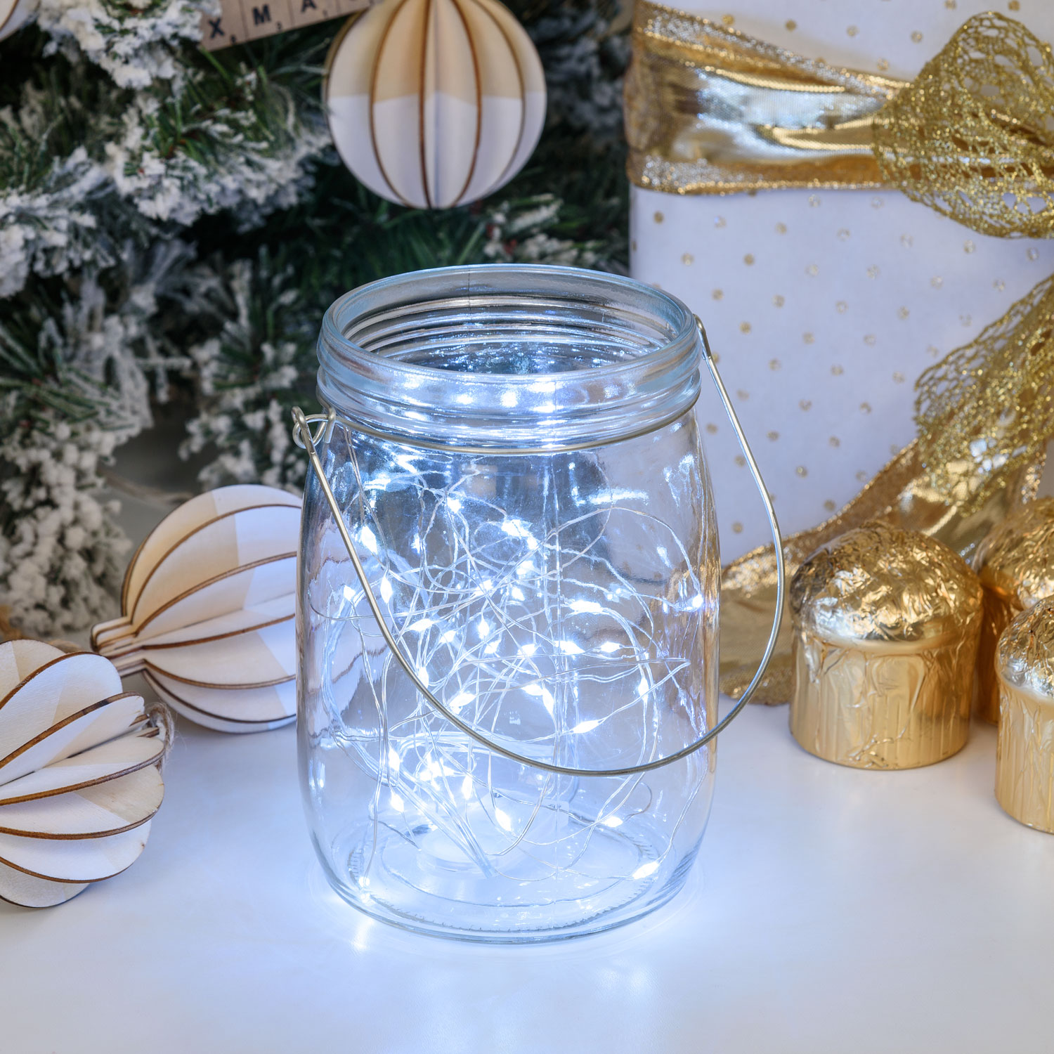 Barattolo di vetro con 80 micro led bianco caldo e freddo 16 Barattolo di vetro con 80 micro led bianco caldo e freddo 16