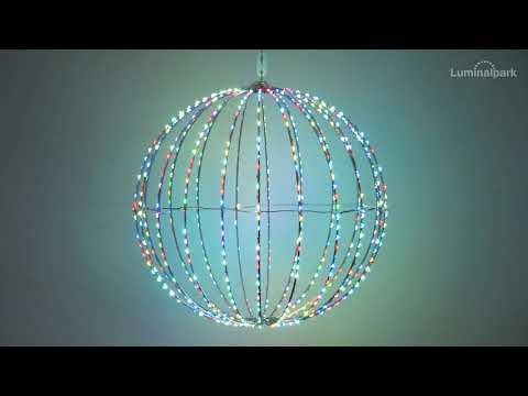 Esfera 3D plegable de metal blanco Ø 40 cm, microled RGB cambia color 2 Esfera 3D plegable de metal blanco Ø 40 cm, microled RGB cambia color 2