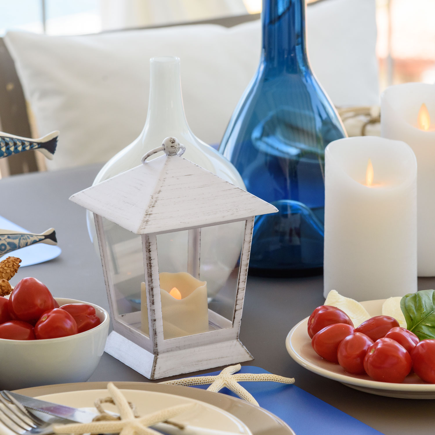 Laterne Antikweiß h 17 cm mit LED-Kerze 15 Laterne Antikweiß h 17 cm mit LED-Kerze 15