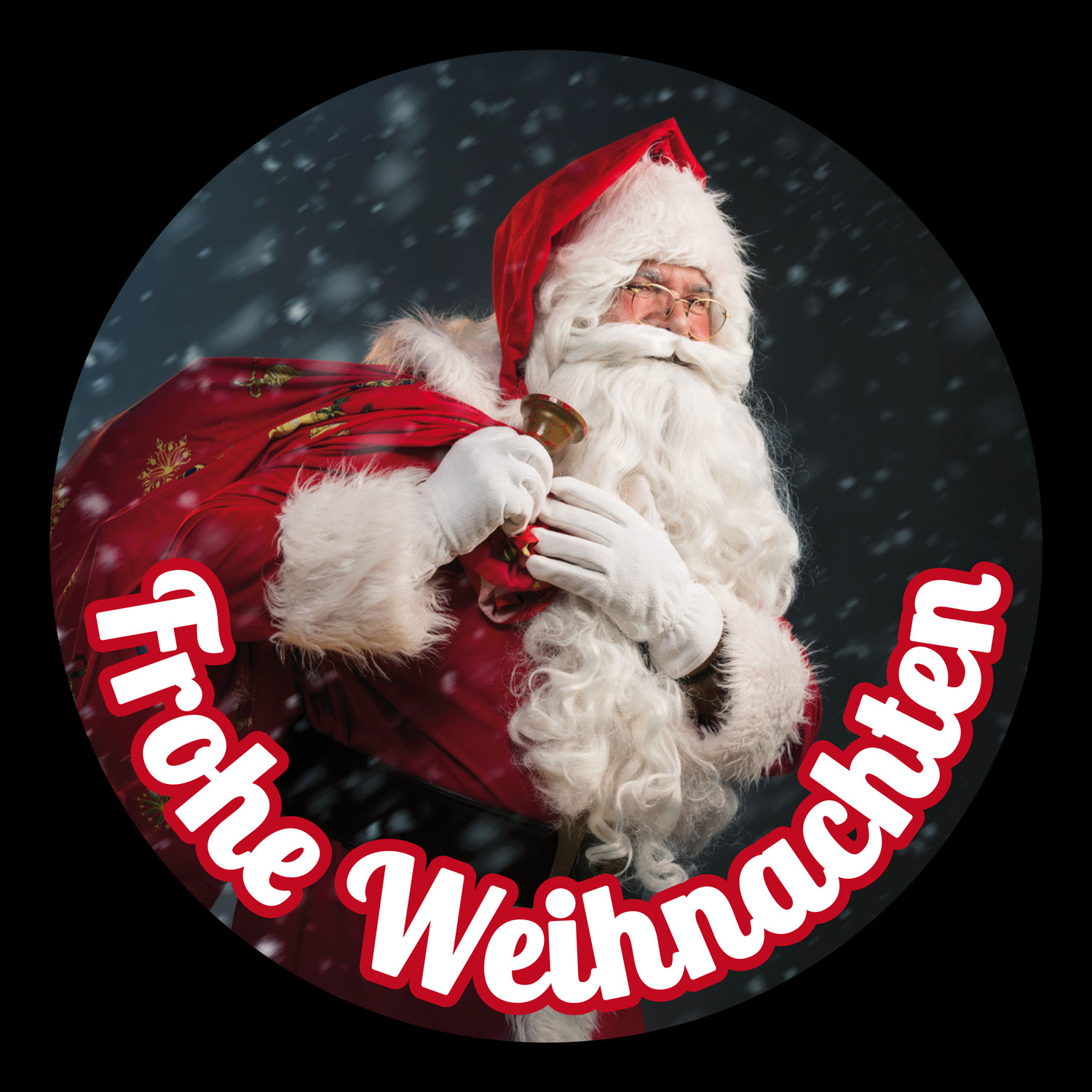 Gobo Weihnachtsmann mit Sack Frohe Weihnachten Ø30-20 mm 1 Gobo Weihnachtsmann mit Sack Frohe Weihnachten Ø30-20 mm 1