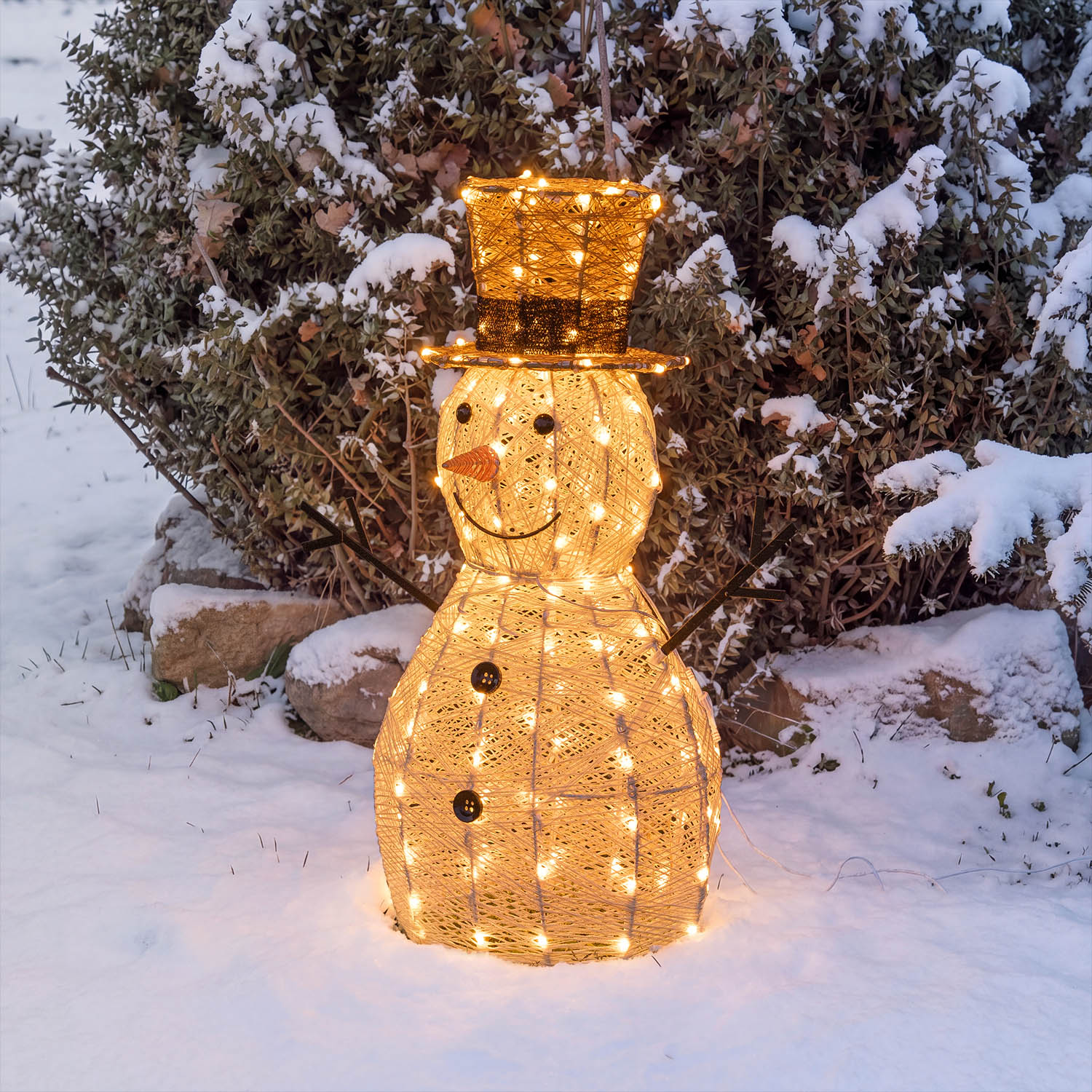 Pupazzo di Neve 3D Light Cream & Brown, h 70 cm, 160 Dual LED bianco extra caldo e bianco freddo 10