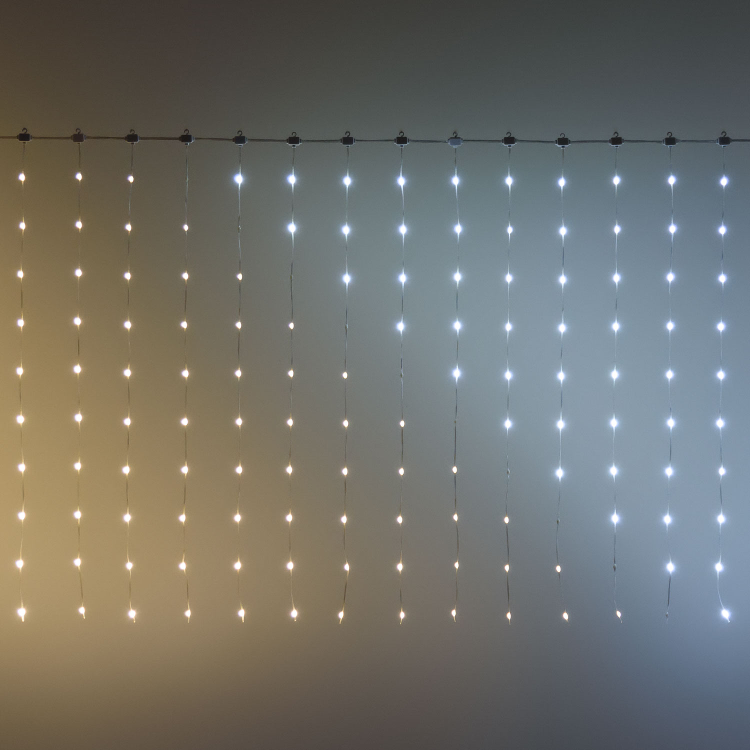 Lichtervorhang 3 x h 1 m, 300 Lichtperlen, Pixel LEDs warm- und kaltweiß farbwechselnd 9 Lichtervorhang 3 x h 1 m, 300 Lichtperlen, Pixel LEDs warm- und kaltweiß farbwechselnd 9