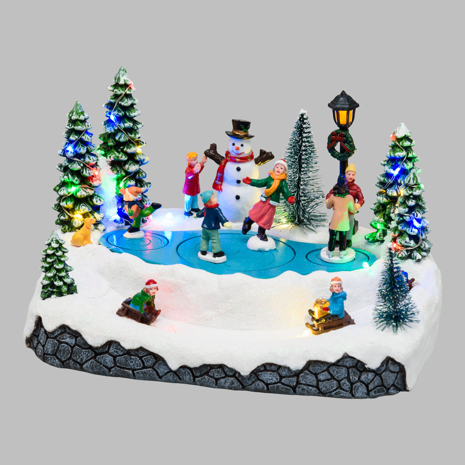 Pueblo de Navidad, Paisaje nevado con Patinadores en movimiento giratorio, h 15 cm, villancicos 7 Pueblo de Navidad, Paisaje nevado con Patinadores en movimiento giratorio, h 15 cm, villancicos 7