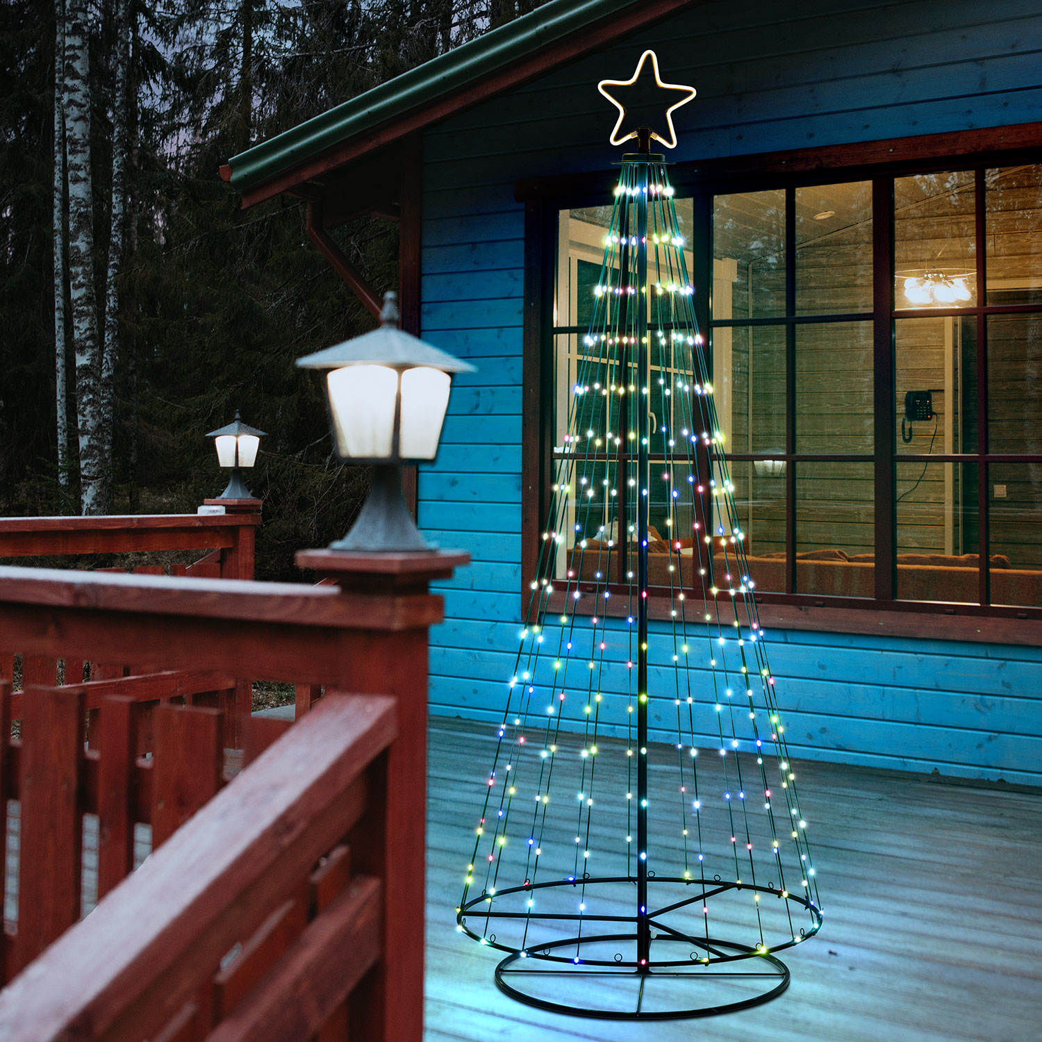 h 200 cm, 304 LEDs, Foldable Conical Christmas Tree 19 h 200 cm, 304 LEDs, Foldable Conical Christmas Tree 19