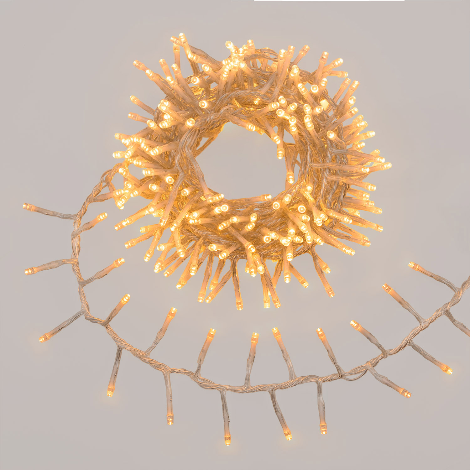 MiniCluster Lichterkette Connect+ 5 m, 250 LEDs Warmweiß, transparentes Kabel, verlängerbar MiniCluster Lichterkette Connect+ 5 m, 250 LEDs Warmweiß, transparentes Kabel, verlängerbar