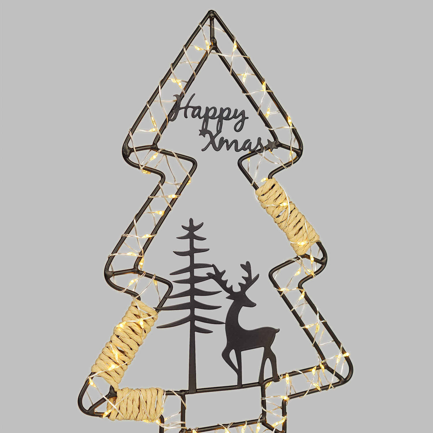 Weihnachtsbaum Landschaft mit Standfuß, H 35 cm, schwarzes Metall und warmweiße Micro-LEDs 2 Weihnachtsbaum Landschaft mit Standfuß, H 35 cm, schwarzes Metall und warmweiße Micro-LEDs 2