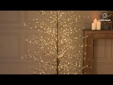 Brown Linden Branch Tree, h 1.7 m, 784 Warm White MicroLEDs, Indoor use 2