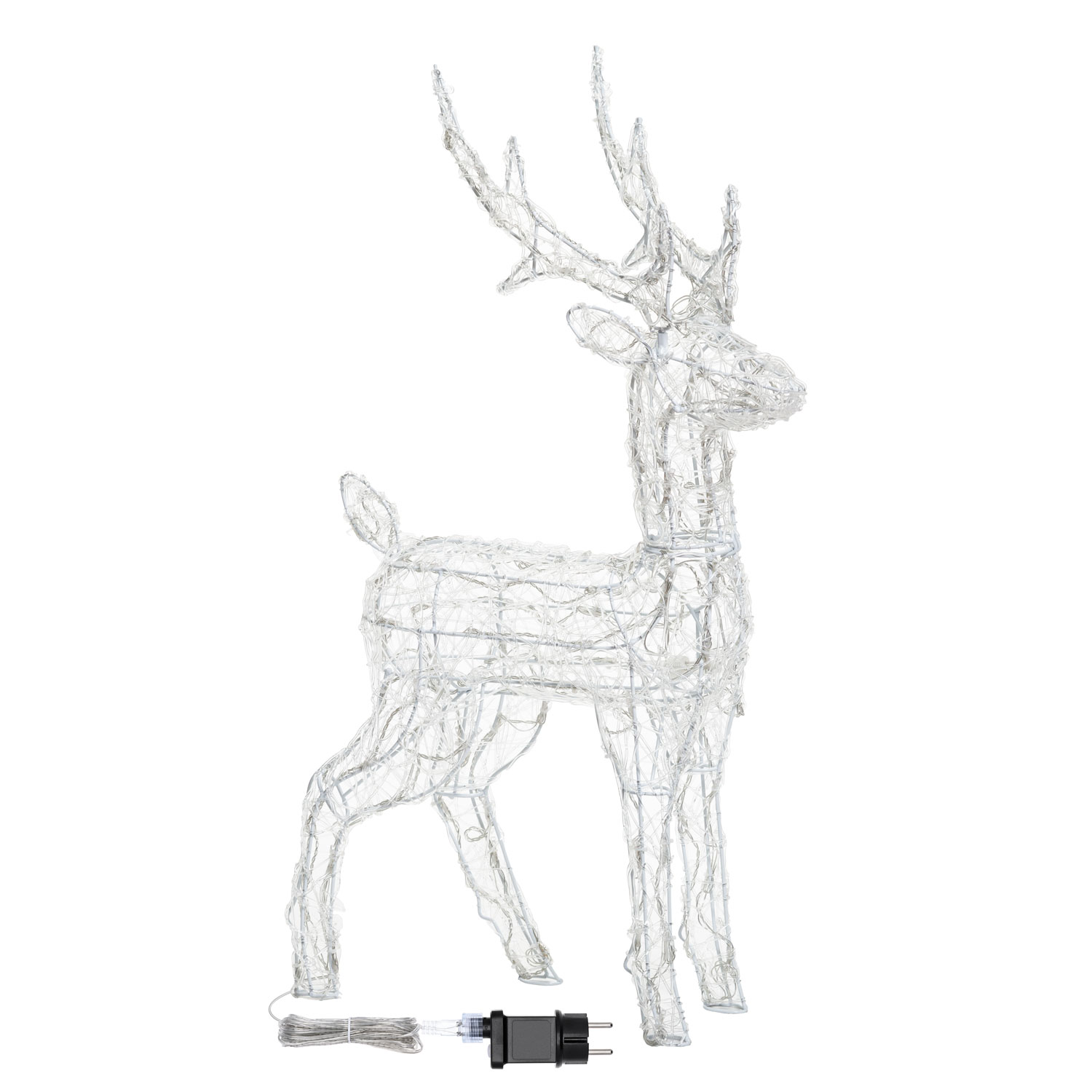 Reno 3D acrílico transparente, h. 85 cm, led blanco frío 5 Reno 3D acrílico transparente, h. 85 cm, led blanco frío 5