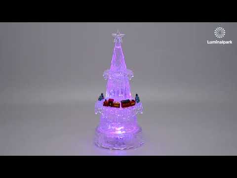 Frostiger Weihnachtsbaum mit batteriebetriebenem Zug, 30 cm hoch, mit farbwechselndem RGB-LED-Glitter 2 Frostiger Weihnachtsbaum mit batteriebetriebenem Zug, 30 cm hoch, mit farbwechselndem RGB-LED-Glitter 2