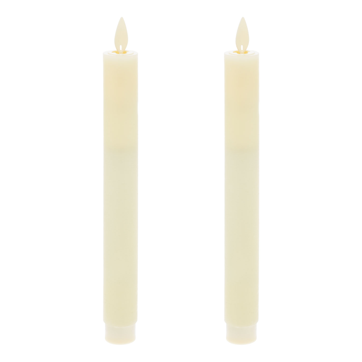Juego de 2 velas de cera finas y largas color marfil, h. 23 cm 5 Juego de 2 velas de cera finas y largas color marfil, h. 23 cm 5