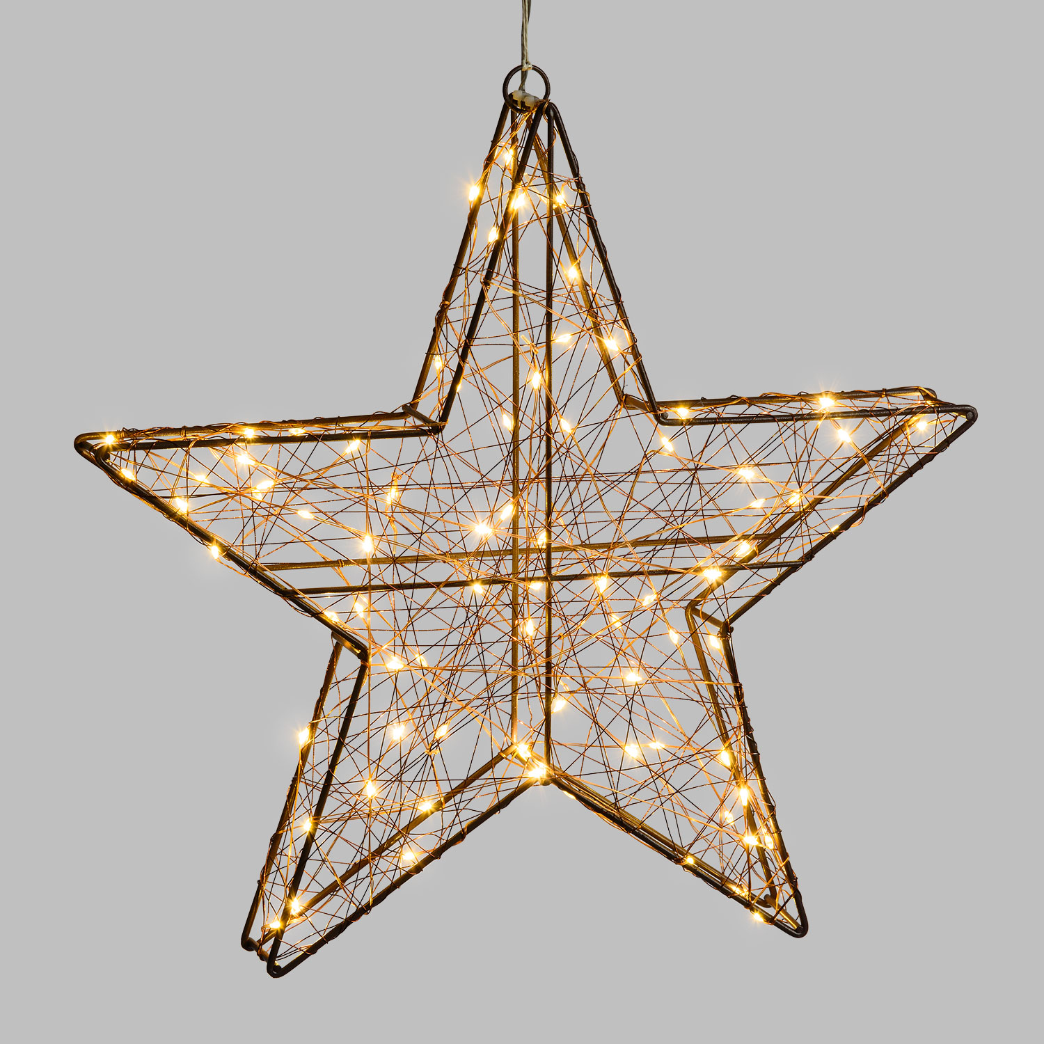 3D Star in Brown Metal Christmas Figure, Ø 40cm, 80 Warm White MicroLEDs 4 3D Star in Brown Metal Christmas Figure, Ø 40cm, 80 Warm White MicroLEDs 4