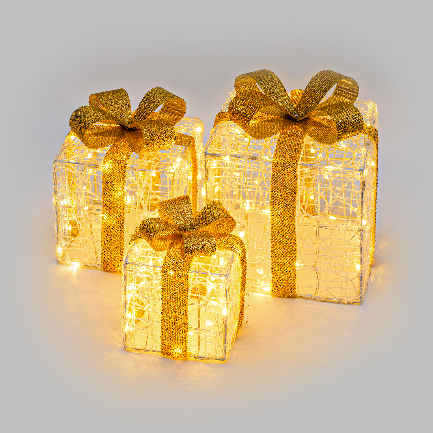 Set 3 Pacchi Regalo in acrilico, 150 Dual Color LED bianco caldo e bianco freddo  7