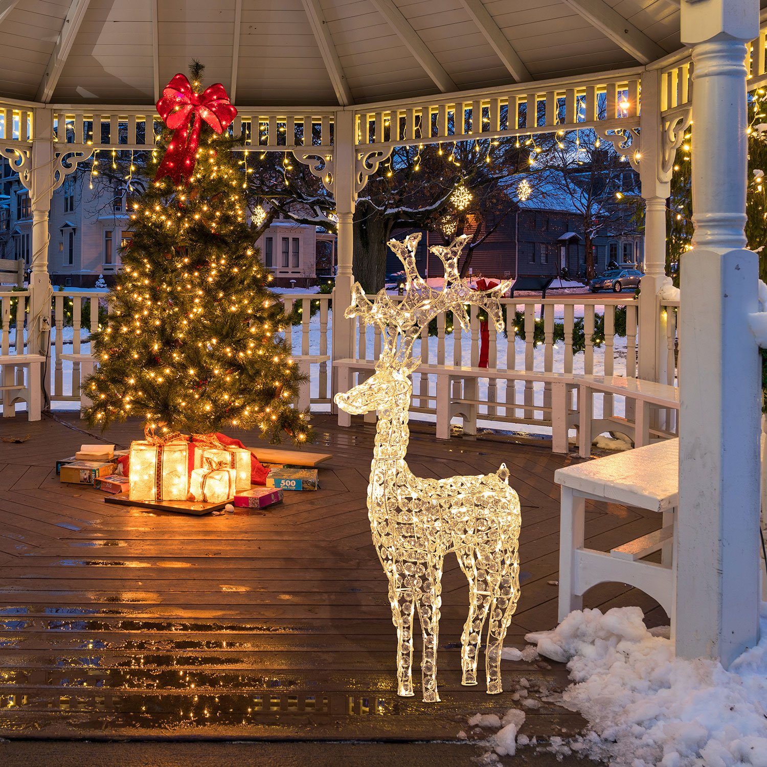 Acrylic Crystals Reindeer Christmas Figure, 250 Warm White LEDs 2 Acrylic Crystals Reindeer Christmas Figure, 250 Warm White LEDs 2