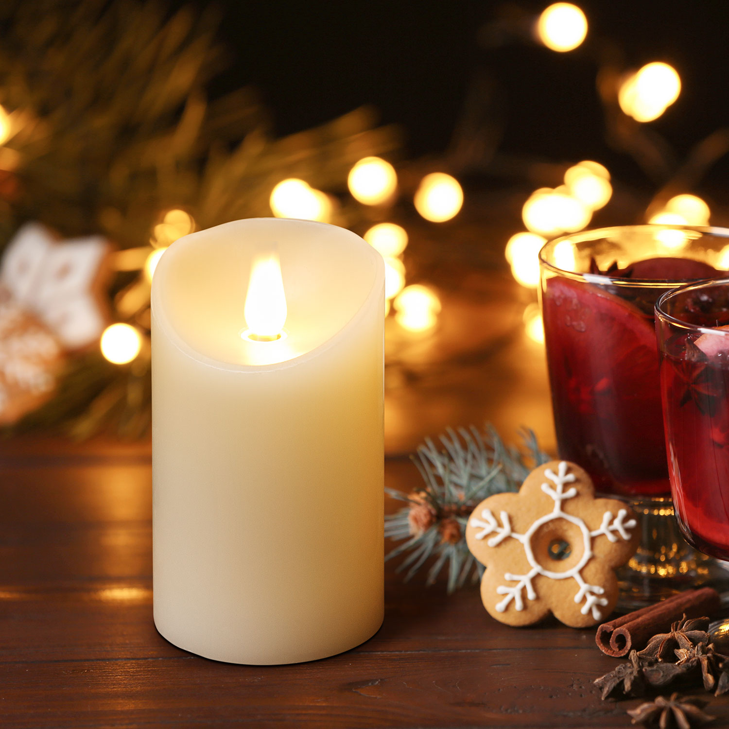 Candela led avorio in cera liscia, fiamma mobile, h 12,5 cm Ø 7,5 cm 3 Candela led avorio in cera liscia, fiamma mobile, h 12,5 cm Ø 7,5 cm 3