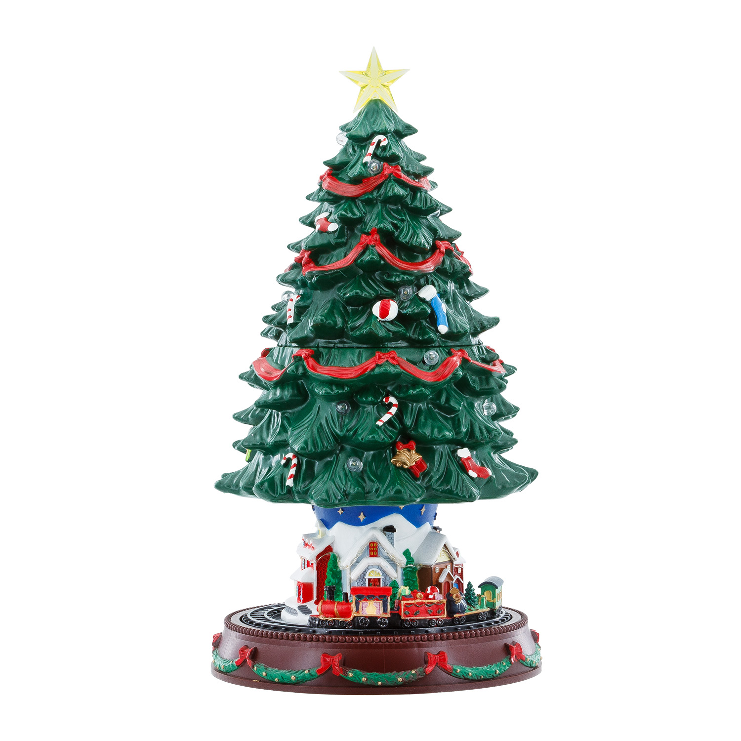 Villaggio di Natale, Albero di Natale saliscendi, h 45 cm, musiche natalizie 2