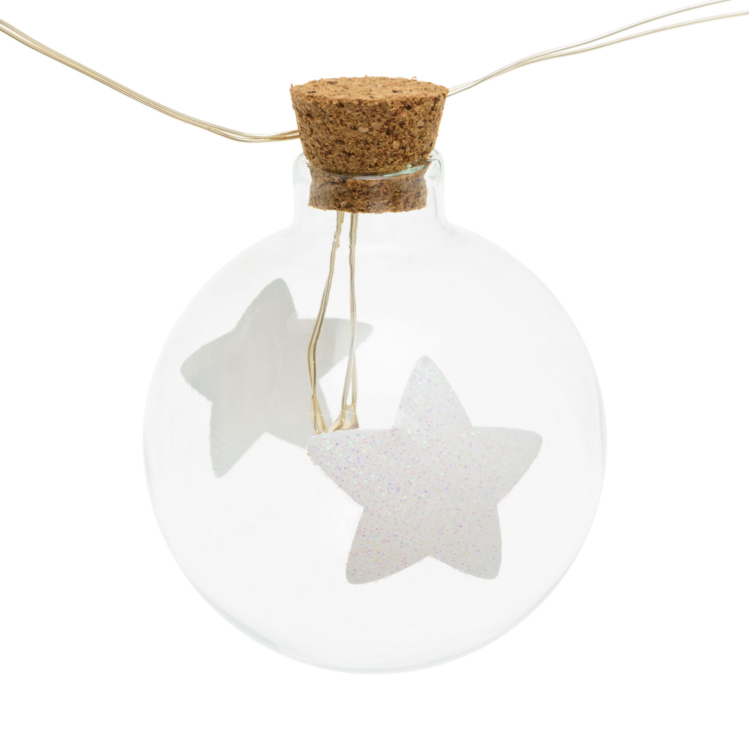 1,2m, 12 Glass Spheres with Stars Battery String Lights, Ø 40mm, Warm WhiteLEDs 4 1,2m, 12 Glass Spheres with Stars Battery String Lights, Ø 40mm, Warm WhiteLEDs 4