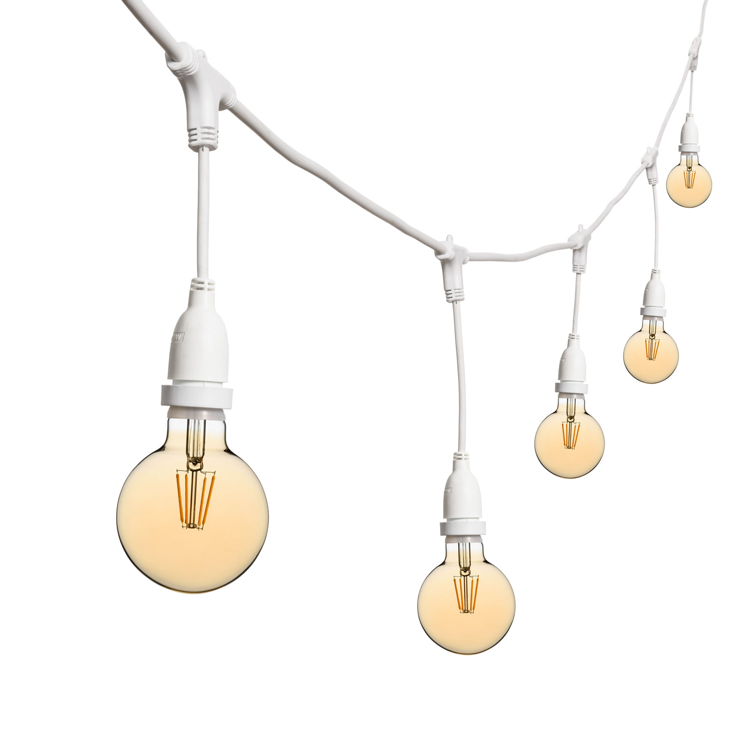 5m Festoon Pendant Lights h. 30cm, 8 LED Bulbs Ø 95mm, Dimmable 5m Festoon Pendant Lights h. 30cm, 8 LED Bulbs Ø 95mm, Dimmable