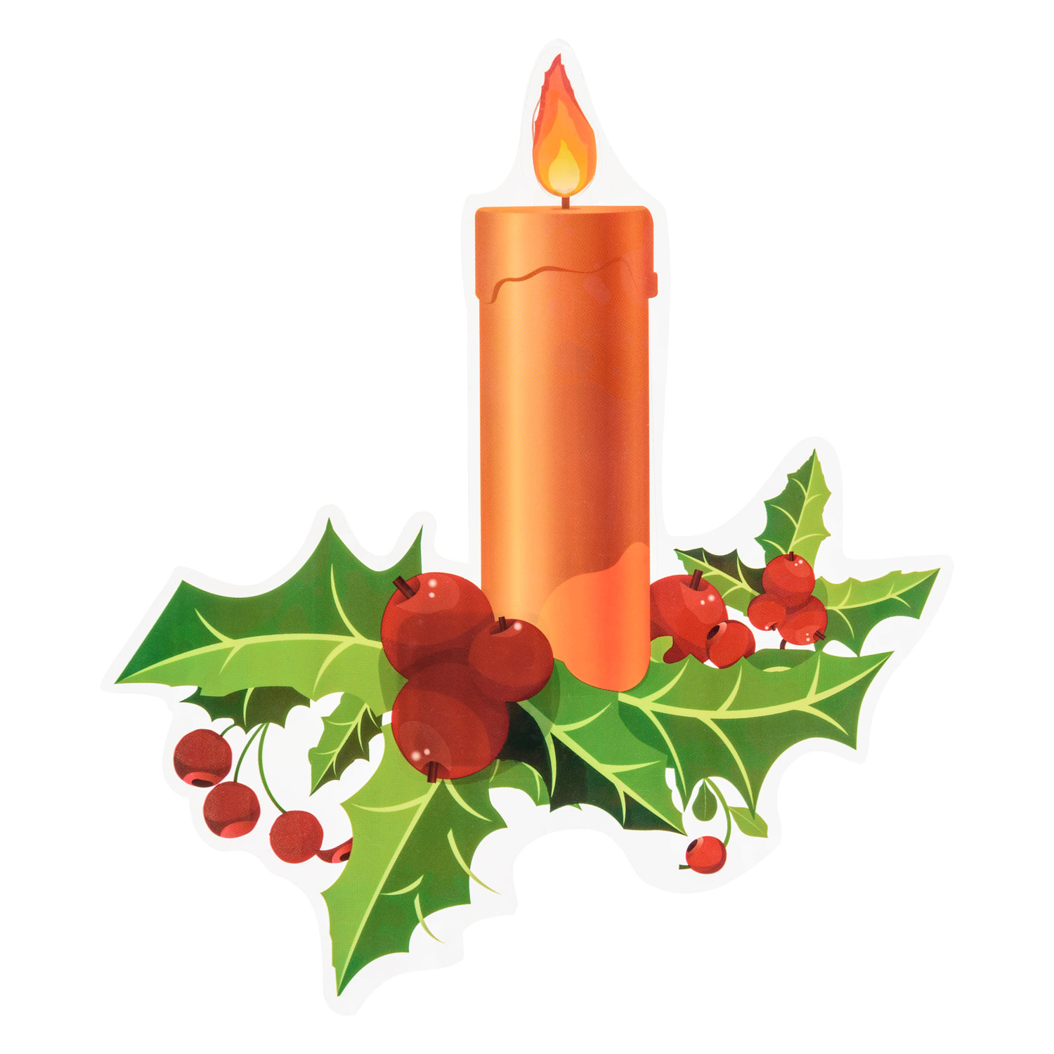 Autocollant vitre de Noël à pile, Bougie avec Houx avec timer, 25 cm 5 Autocollant vitre de Noël à pile, Bougie avec Houx avec timer, 25 cm 5