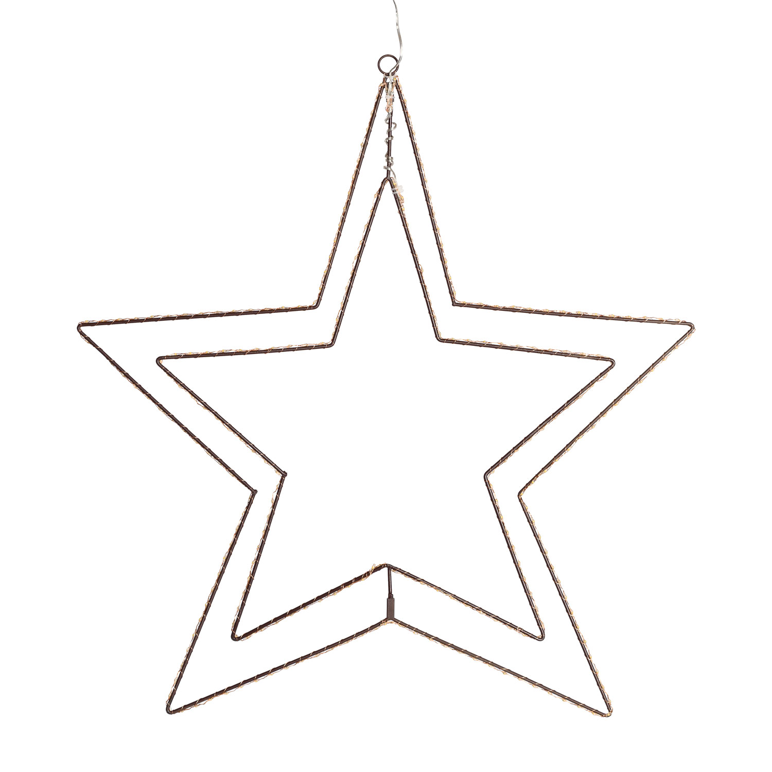 Doppelstern aus Kupferdraht mit warmweißen LEDs (70 cm) 3 Doppelstern aus Kupferdraht mit warmweißen LEDs (70 cm) 3