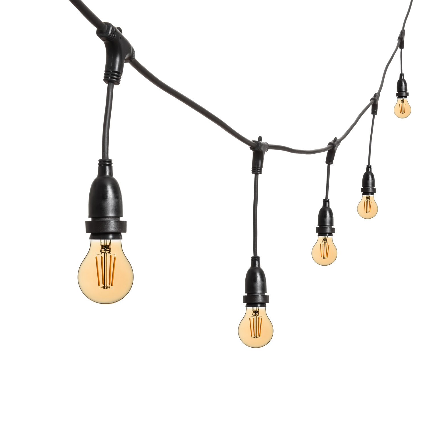 Guirnalda 5 m, 8 bombillas led colgantes estándar Ø 60 mm 4 vatios, regulables, h. 30 cm, prolongable Guirnalda 5 m, 8 bombillas led colgantes estándar Ø 60 mm 4 vatios, regulables, h. 30 cm, prolongable