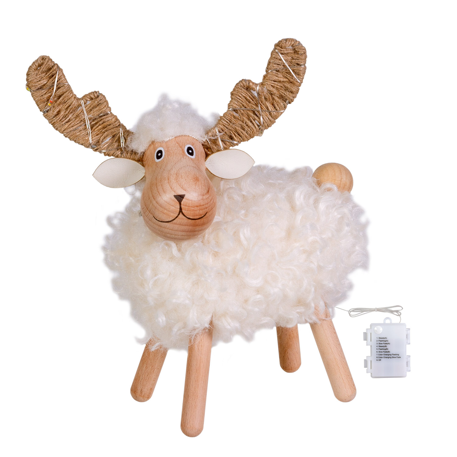 3D leuchtendes Schaf-Rentier aus Holz, batteriebetrieben, H 23 cm, Dual-Color Micro-LED in Warmweiß und Multicolor, für Innenbereich 3 3D leuchtendes Schaf-Rentier aus Holz, batteriebetrieben, H 23 cm, Dual-Color Micro-LED in Warmweiß und Multicolor, für Innenbereich 3