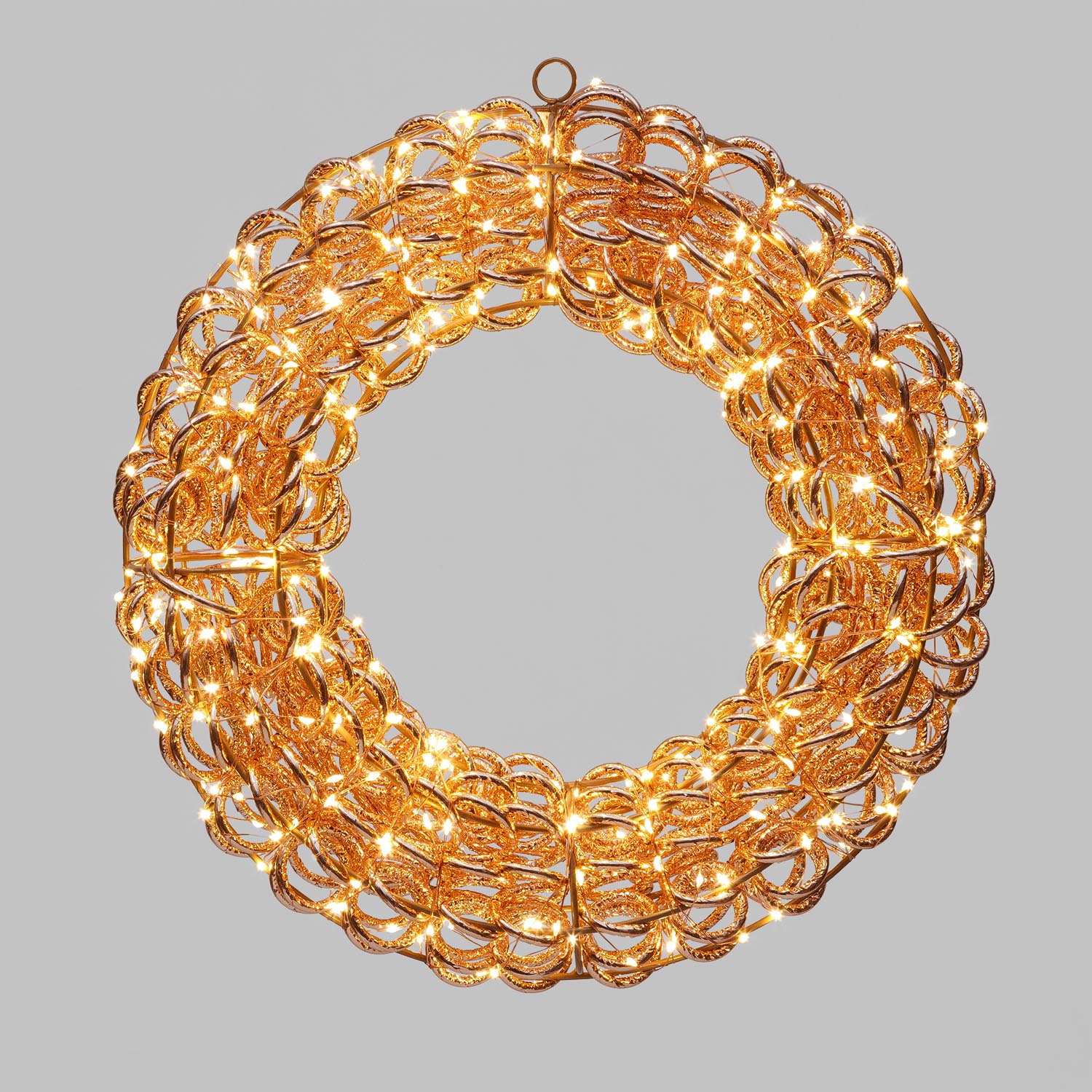 Corona in metallo 3D Rose Gold, filo a spirale, ∅40 cm, 400 microled bianco caldo