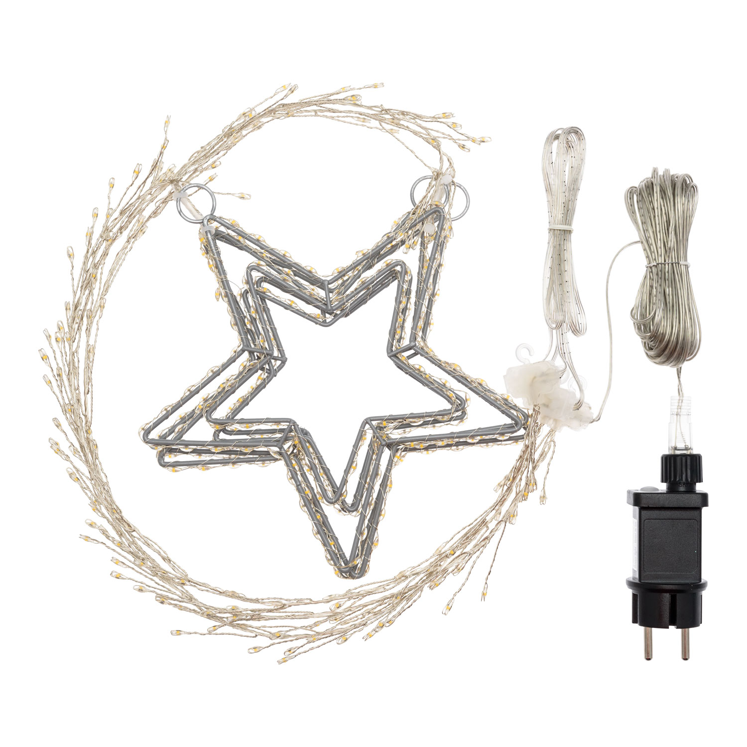 Eisregen-Lichterkette 3 Sterne 2 x h 0,9 m, 392 MicroLEDs warmweiß 3 Eisregen-Lichterkette 3 Sterne 2 x h 0,9 m, 392 MicroLEDs warmweiß 3