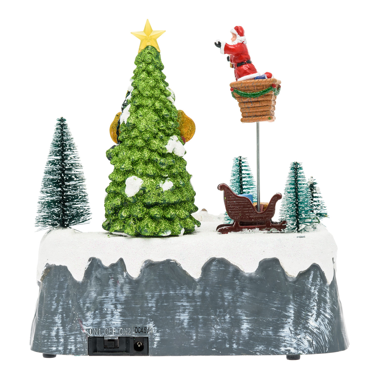Weihnachtsdorf, Weihnachtsmann und rotierender Baum, h 22 cm, mit Weihnachtsliedern 6 Weihnachtsdorf, Weihnachtsmann und rotierender Baum, h 22 cm, mit Weihnachtsliedern 6