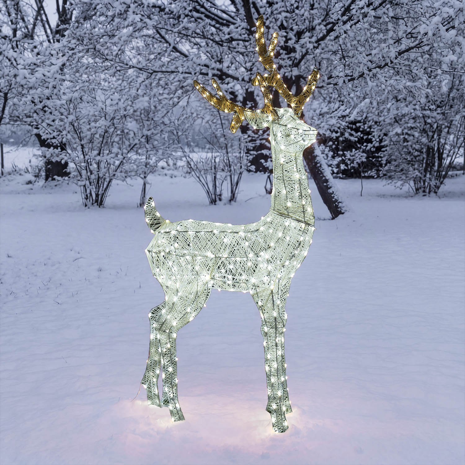 Renna 3D Light Cream & Brown, h 380 cm, 200 Dual LED bianco extra caldo e bianco freddo 11