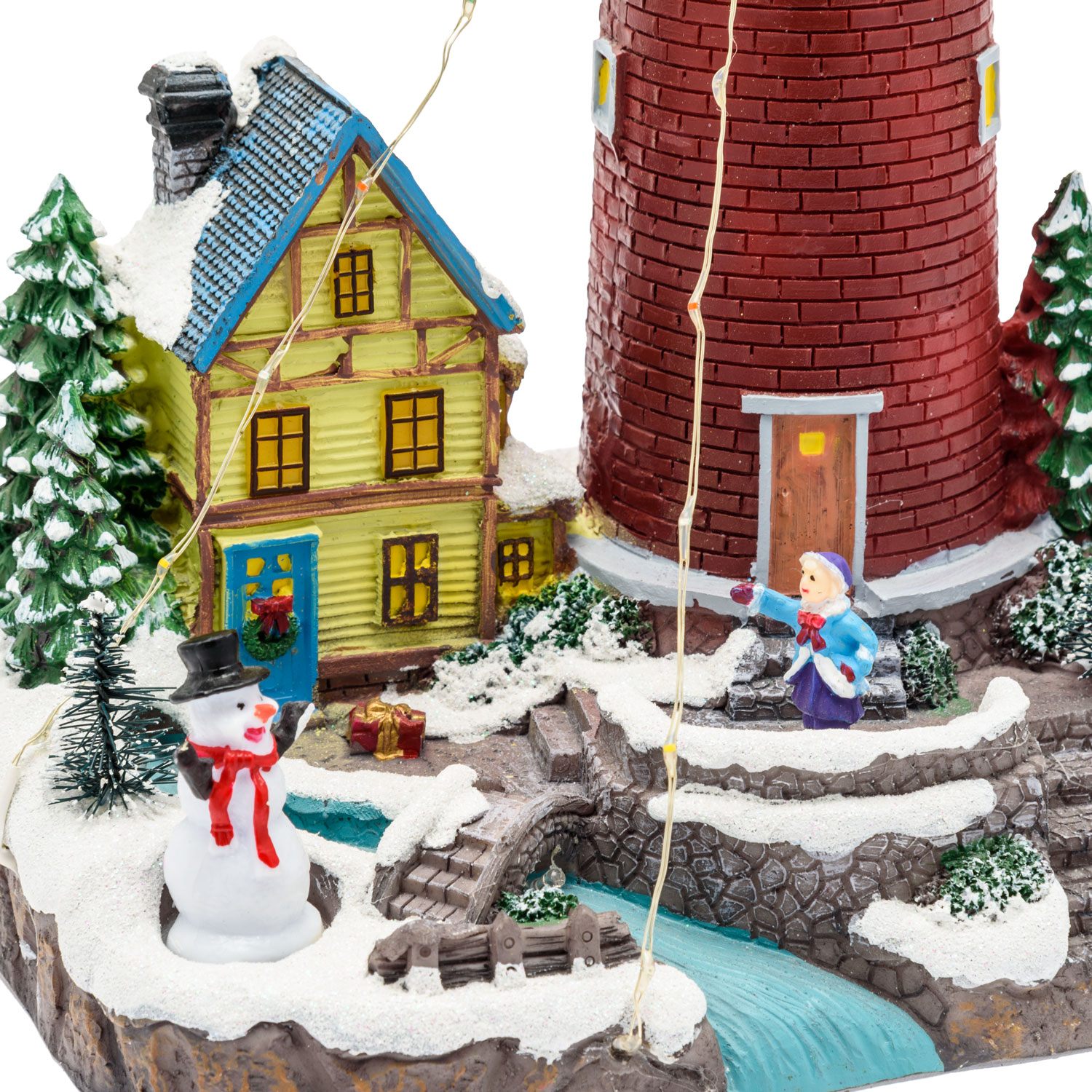 Pueblo Navidad de poliresina a pilas, Faro con luz giratoria, h 29 cm 6 Pueblo Navidad de poliresina a pilas, Faro con luz giratoria, h 29 cm 6