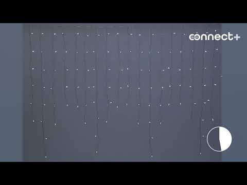 Stalattite Connect+ 2 x h 1,2 m, 220 led bianco freddo, cavo trasparente, prolungabile 2