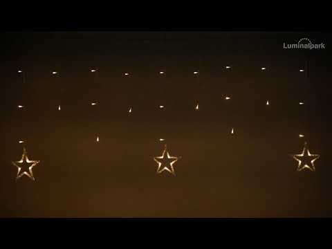 4 x h 0.8m, 150 Warm White Leds Icicle Lights Decorated with Stars 2 4 x h 0.8m, 150 Warm White Leds Icicle Lights Decorated with Stars 2