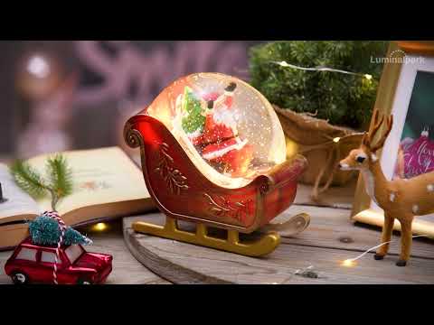 Roter LED Schlitten mit Weihnachtsmann, mit Wasser gefüllt, h 17,5 cm 2 Roter LED Schlitten mit Weihnachtsmann, mit Wasser gefüllt, h 17,5 cm 2