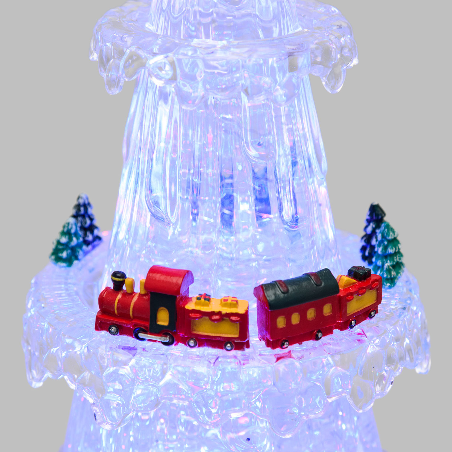 Frostiger Weihnachtsbaum mit batteriebetriebenem Zug, 30 cm hoch, mit farbwechselndem RGB-LED-Glitter 7 Frostiger Weihnachtsbaum mit batteriebetriebenem Zug, 30 cm hoch, mit farbwechselndem RGB-LED-Glitter 7