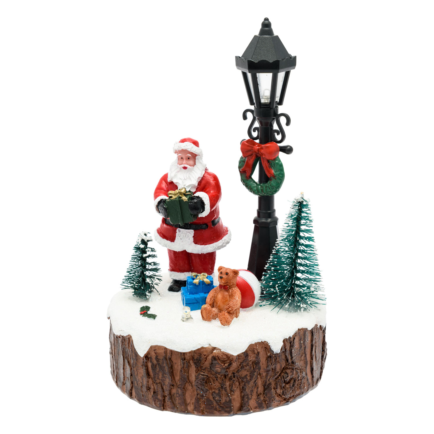 Villaggio di Natale in Poliresina con Babbo, Lampione e Albero, h 15 cm, led multicolor 2 Villaggio di Natale in Poliresina con Babbo, Lampione e Albero, h 15 cm, led multicolor 2
