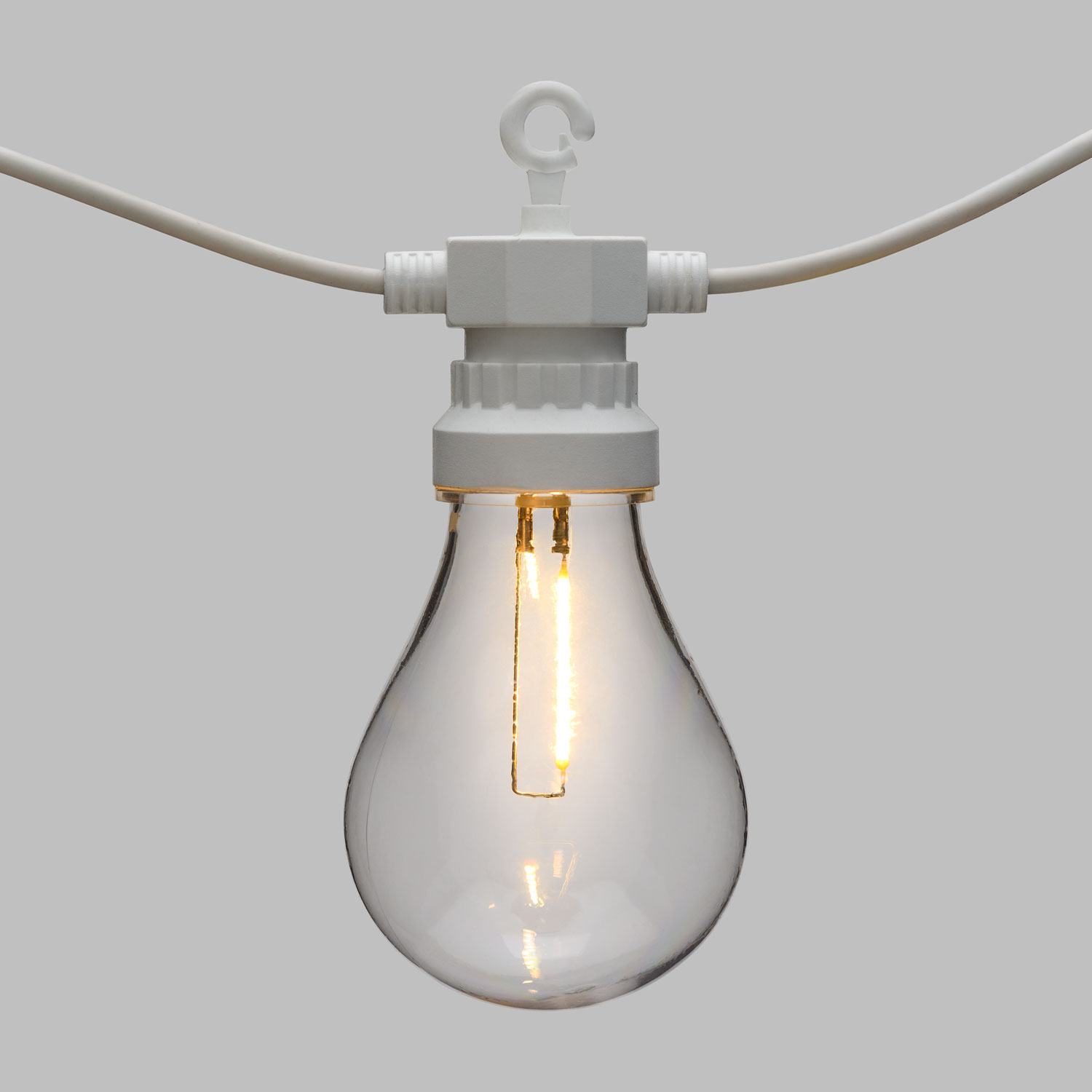 LED Filament-Lichterkette 5,5 m, 10 Tropfenbirnen, weißes Kabel 3 LED Filament-Lichterkette 5,5 m, 10 Tropfenbirnen, weißes Kabel 3