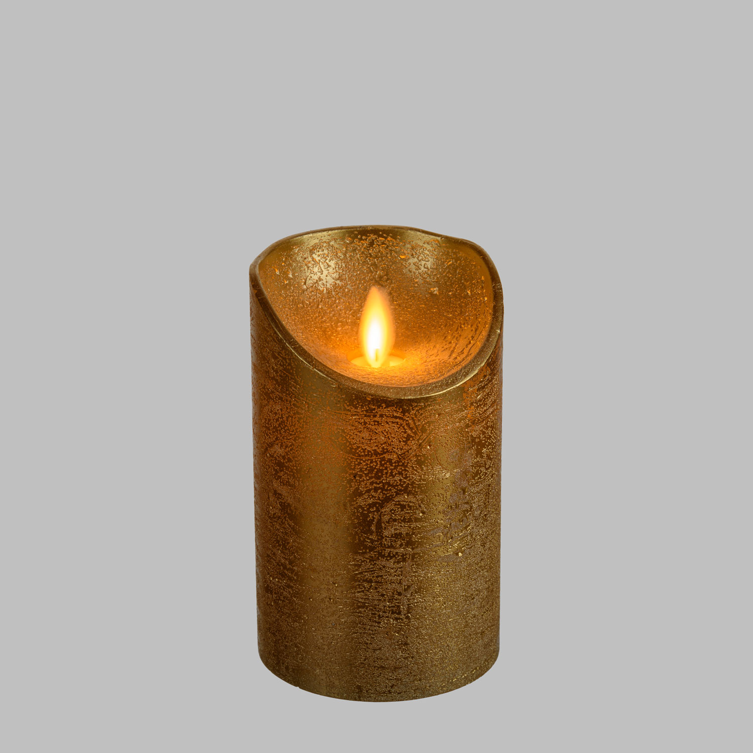 Vela oro Led de cera rústica h. 12,5 cm 4 Vela oro Led de cera rústica h. 12,5 cm 4