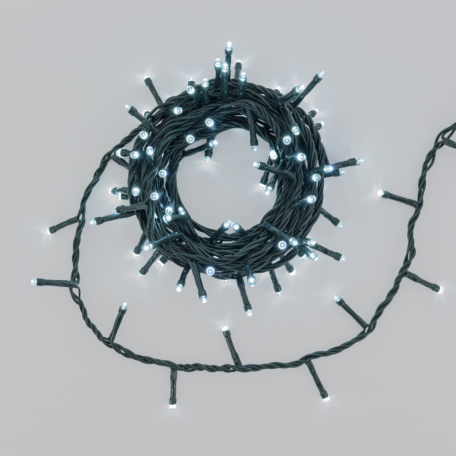 Lichterkette Connect+ 8 m, 160 LEDs Kaltweiß, grünes Kabel, verlängerbar Lichterkette Connect+ 8 m, 160 LEDs Kaltweiß, grünes Kabel, verlängerbar